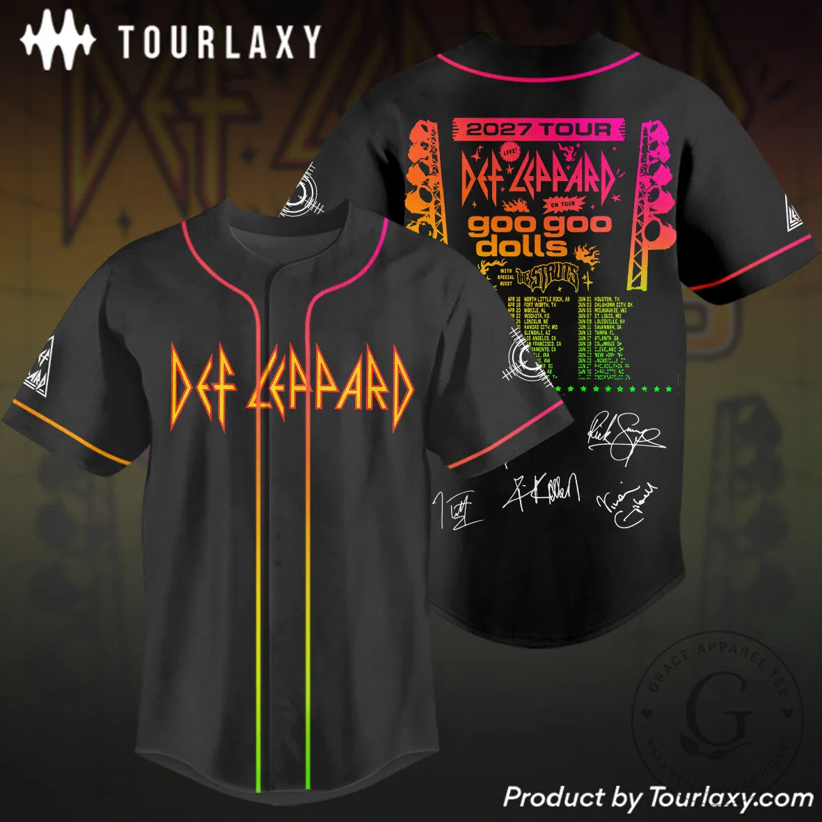 2027 Concert Baseball Jersey for Def Leppard and Goo Goo Dolls Tour