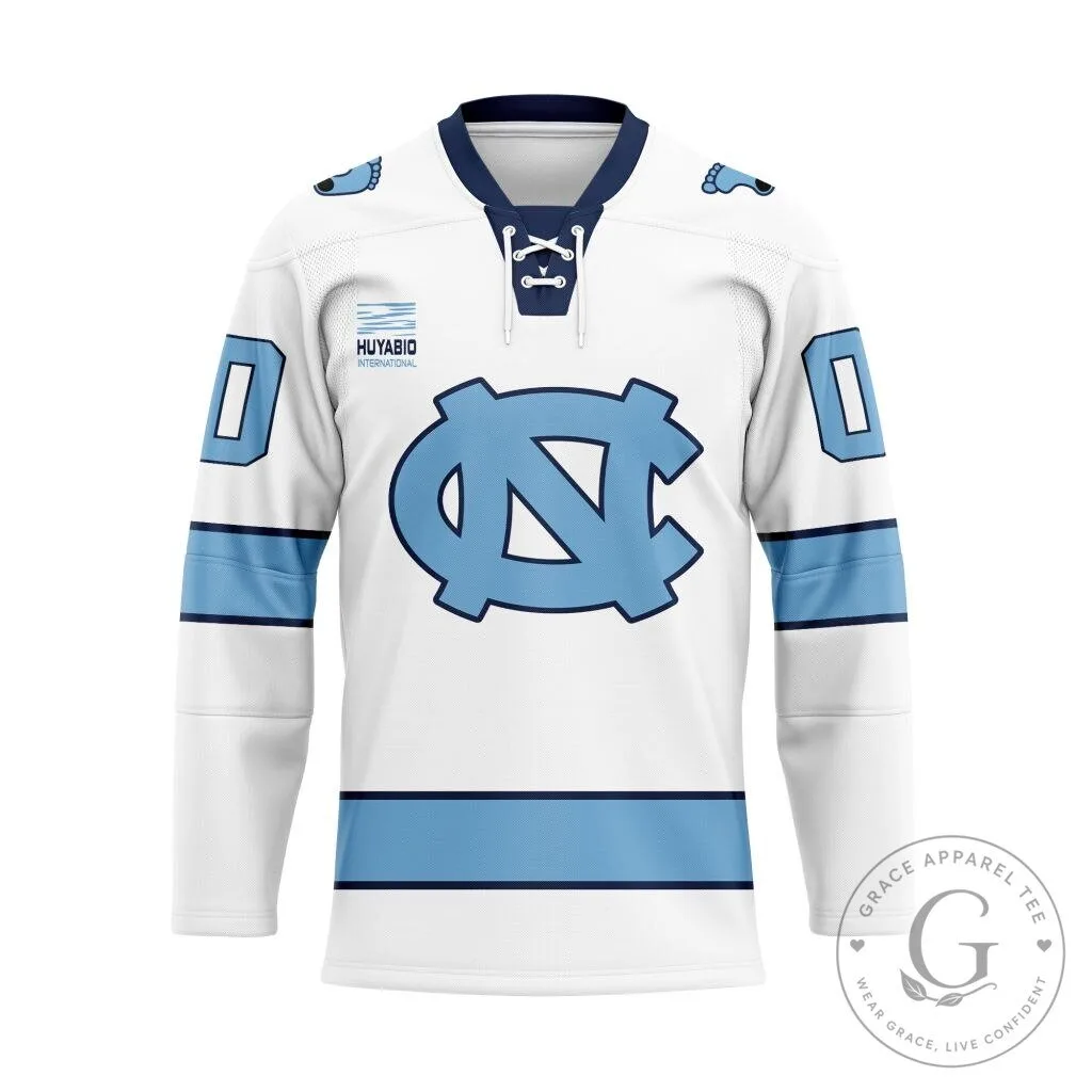 North Carolina Tar Heels Personalized White Lace Hockey Jersey