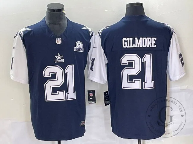 Dallas Cowboys Football Stephon Gilmore Number 21 Navy Blue Jersey