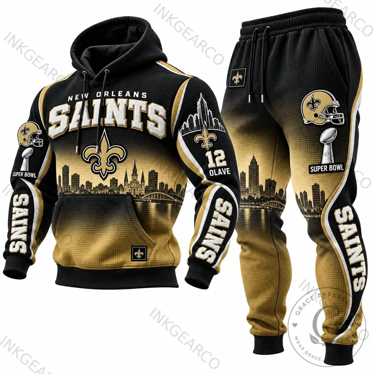 New Orleans Saints Super Bowl Champions Skyline Hoodie