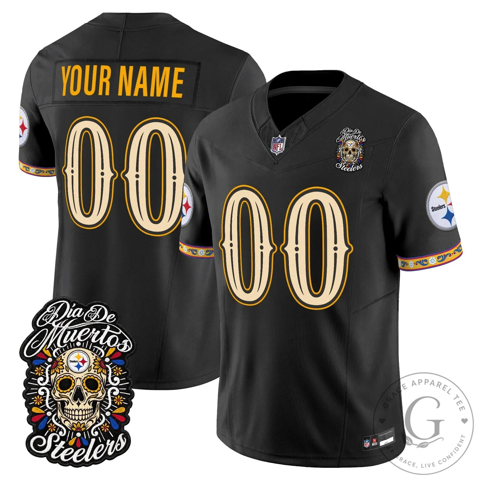Pittsburgh Steelers Day of the Dead Limited Custom Football Jersey