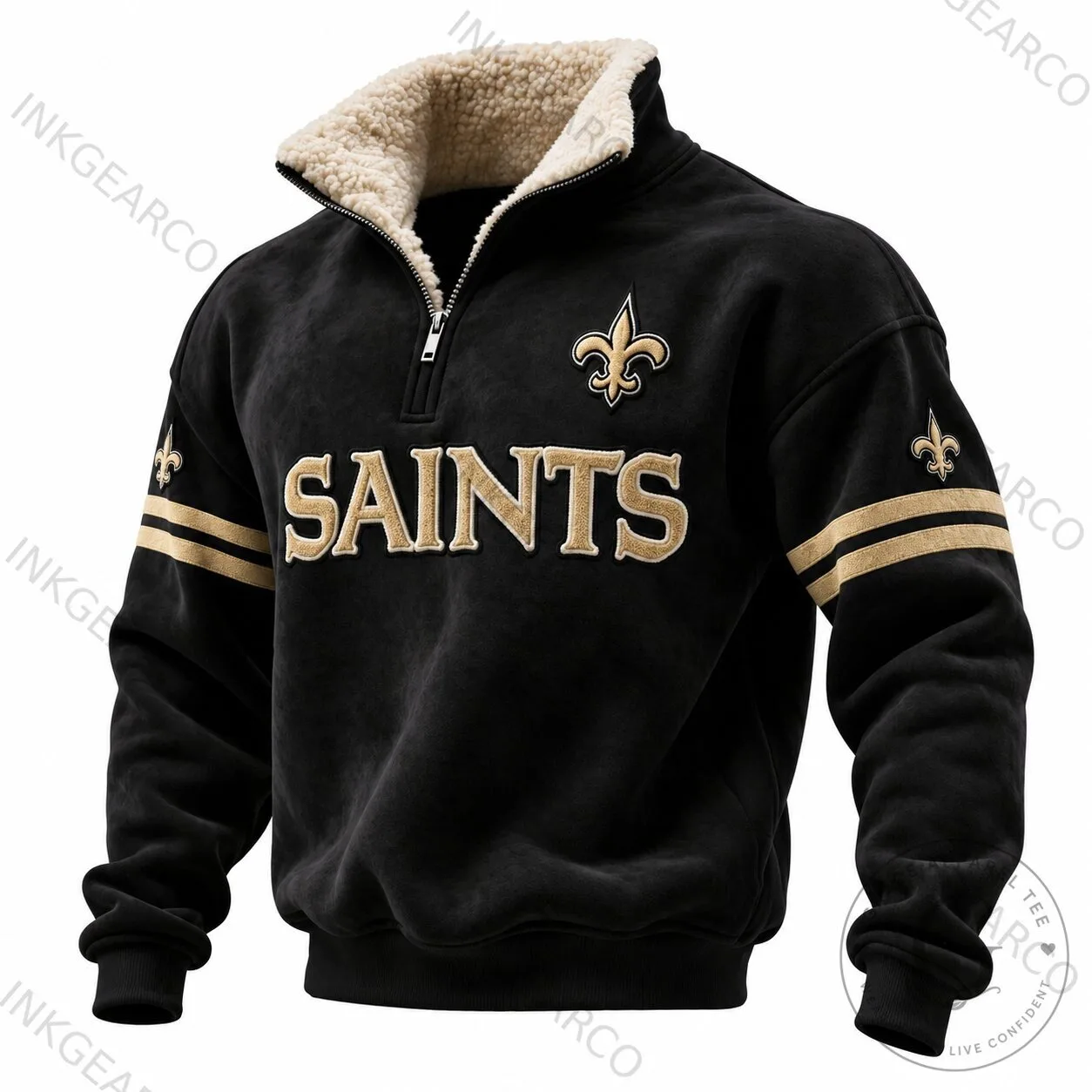 New Orleans Saints Football Team Quarter-Zip Fleece Sweatshirt