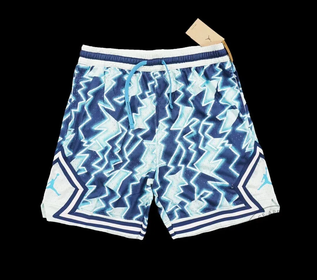 Michael Jordan Blue Lightning Bolt Print Basketball Shorts for Men