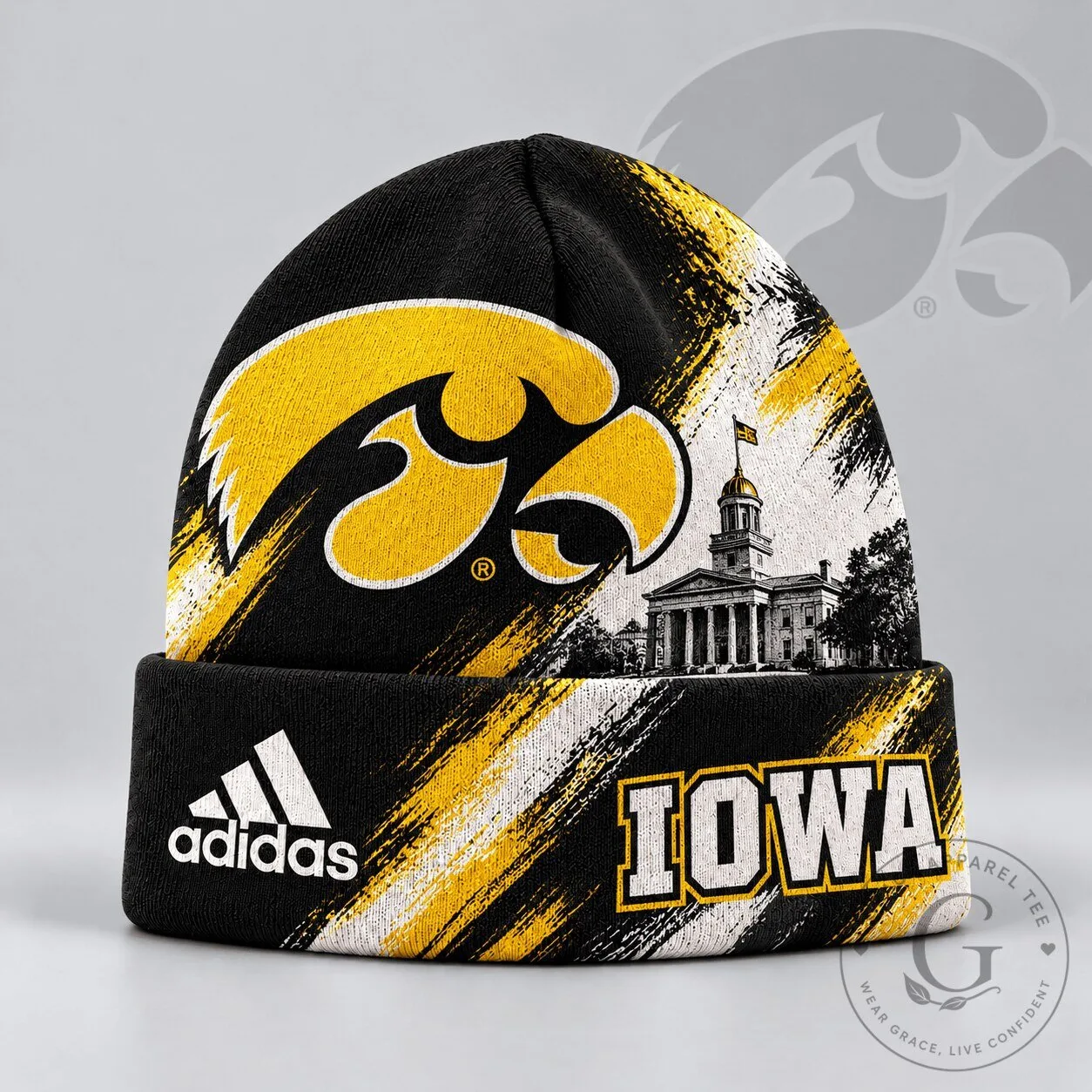Iowa Hawkeyes NCAA Varsity Brushstroke Knit Cuffed Beanie Hat