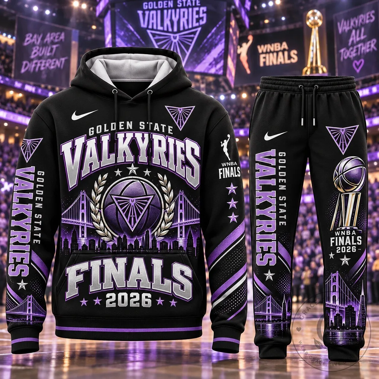 Golden State Valkyries 2026 WNBA Finals Black and Purple Basketball Hoodie