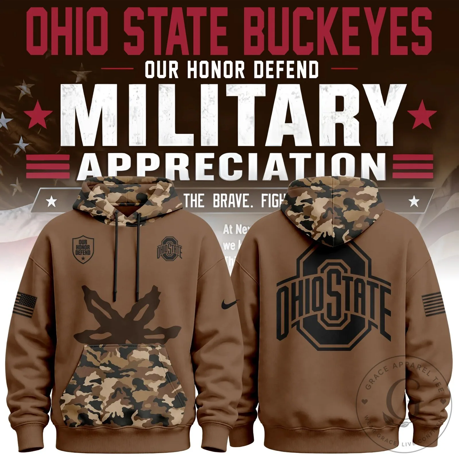 Ohio State Buckeyes Military Appreciation Camouflage Hoodie