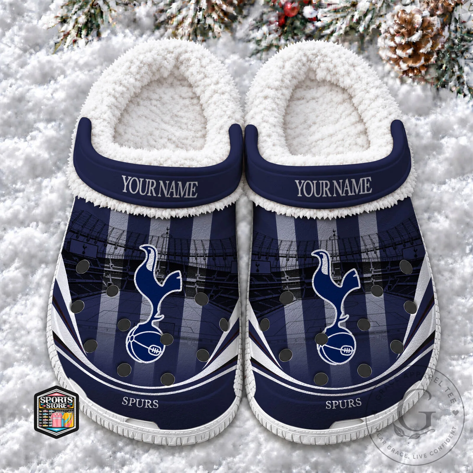 Tottenham Hotspur Football Club Personalized Fleece Lined Clogs