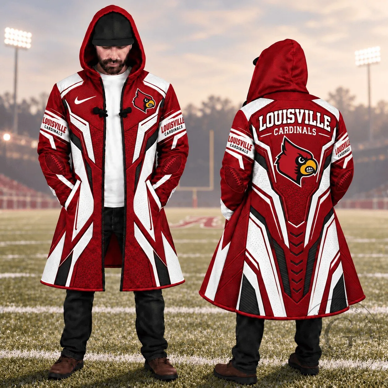 Louisville Cardinals NCAA Football Team Fan Gear Winter Cloak Jacket