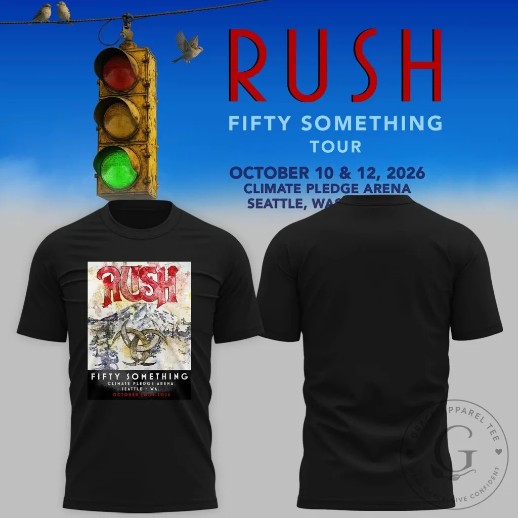 Rush Fifty Something Tour 2026 Seattle Concert Event Black T-Shirt Rush Fifty Something Tour 2026 Seattle Concert Event Black T-Shirt