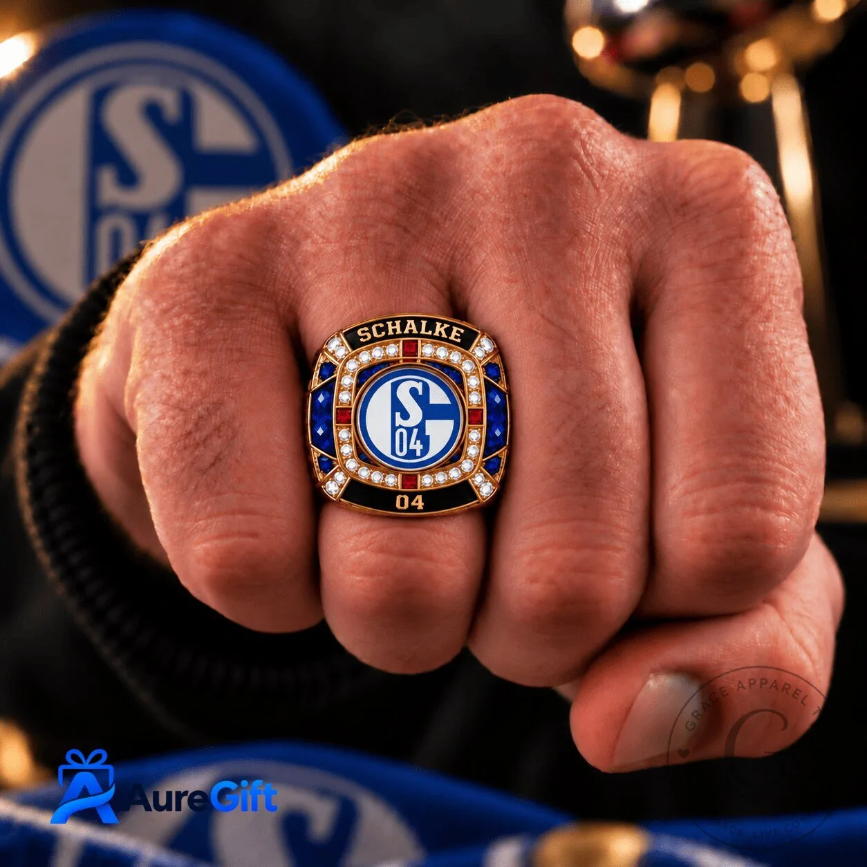 Schalke 04 Bundesliga Matchday Personalized Name Gold Tone Championship Ring