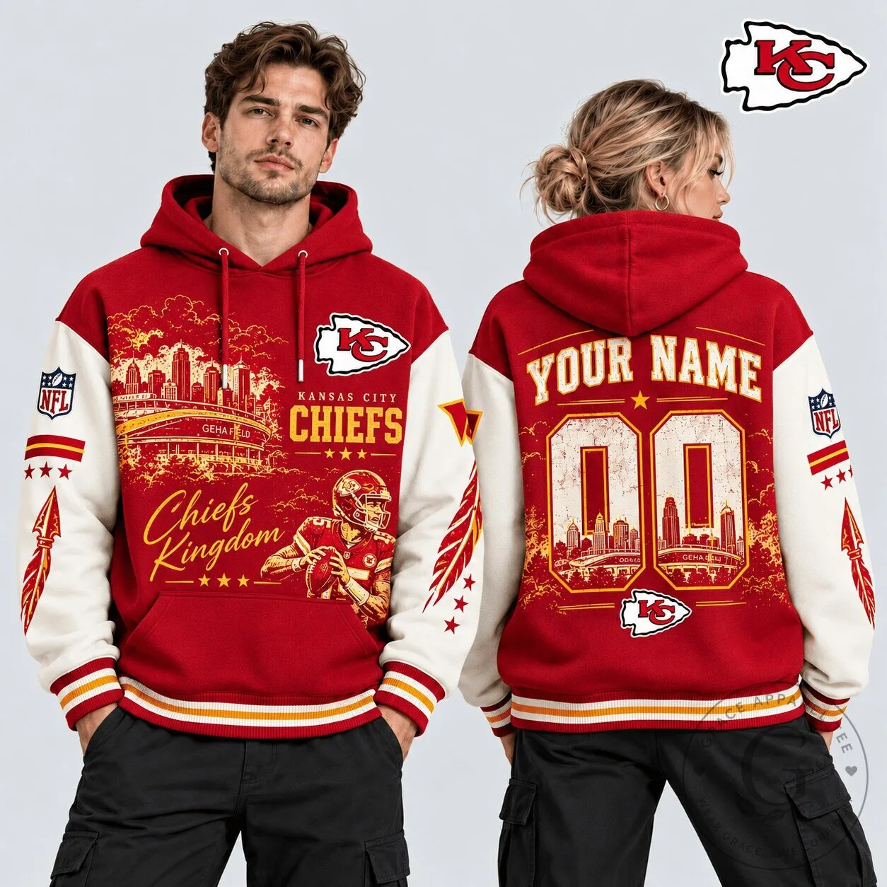 Kansas City Chiefs NFL Football Team Kingdom Custom Name Number Hoodie