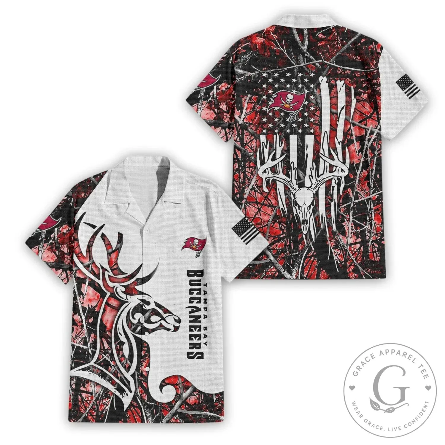 Tampa Bay Buccaneers Deer Skull Camouflage Hawaiian Shirt