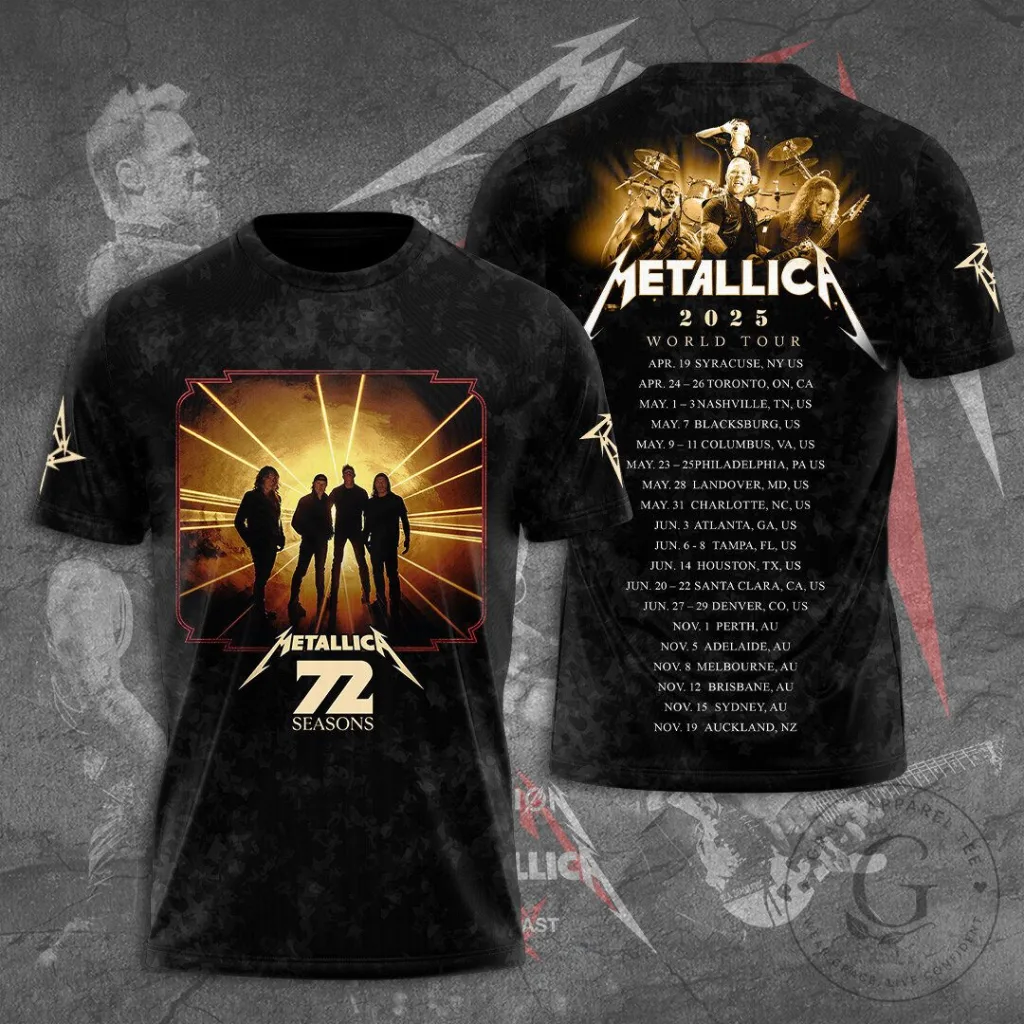 Metallica 72 Seasons World Tour Concert Black T-Shirt
