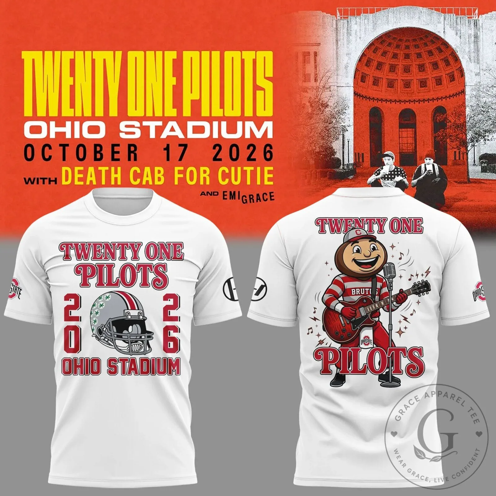 Twenty One Pilots Ohio Stadium Concert 2026 Football Helmet T-Shirt