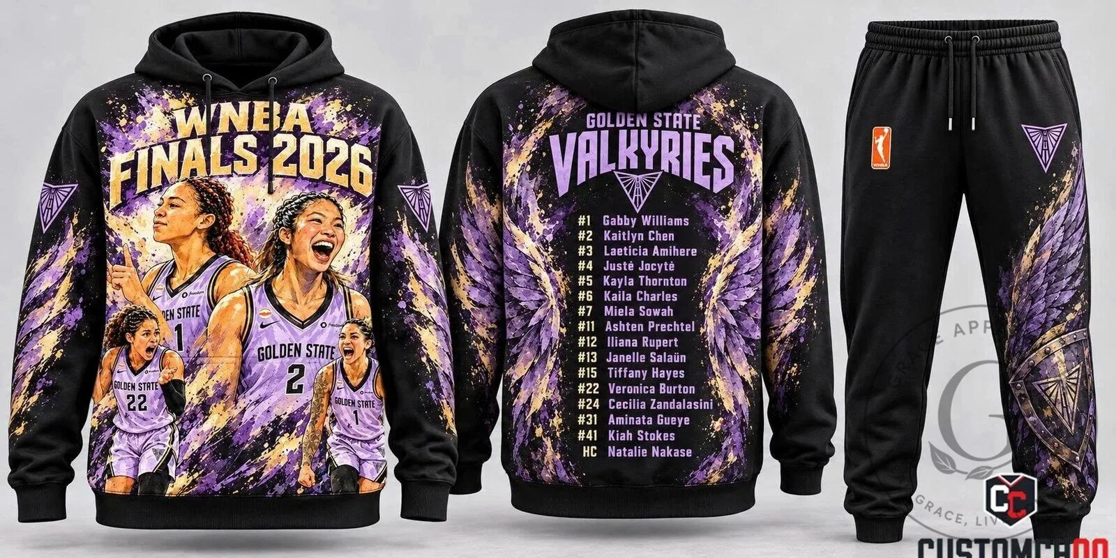 Golden State Valkyries WNBA Finals 2026 Roster Black Hoodie