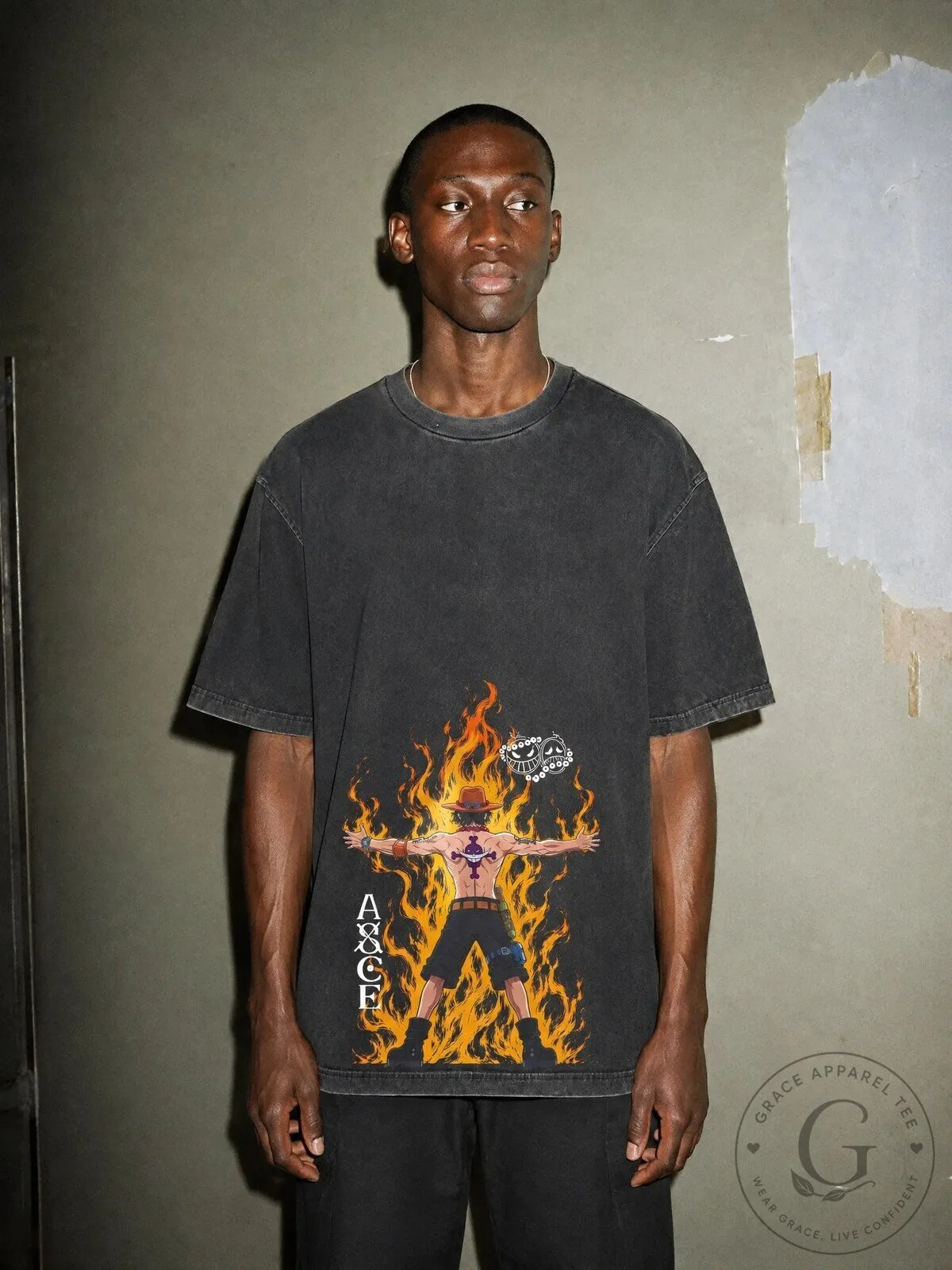 One Piece Portgas D. Ace Arms Wide Inferno Vintage T-Shirt