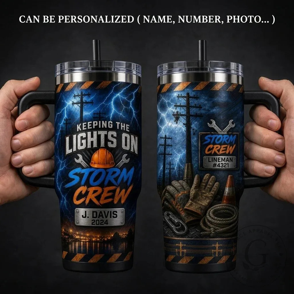 Personalized Storm Crew Lineman 40oz Tumbler with Handle