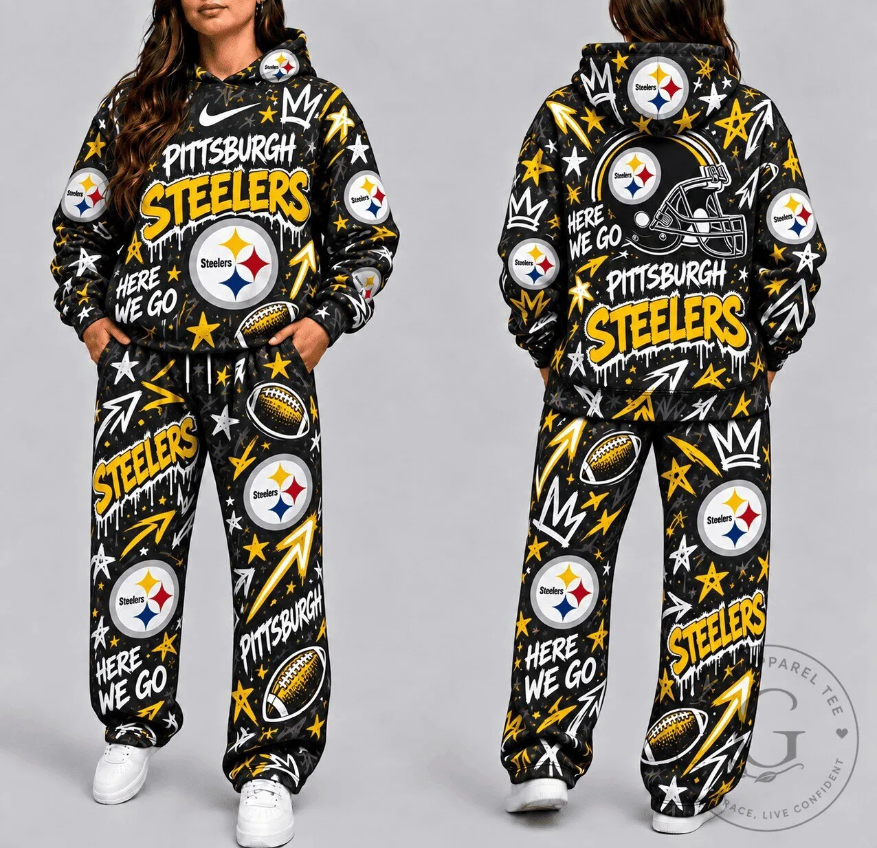 Pittsburgh Steelers Graffiti Style Hoodie and Sweatpants Set