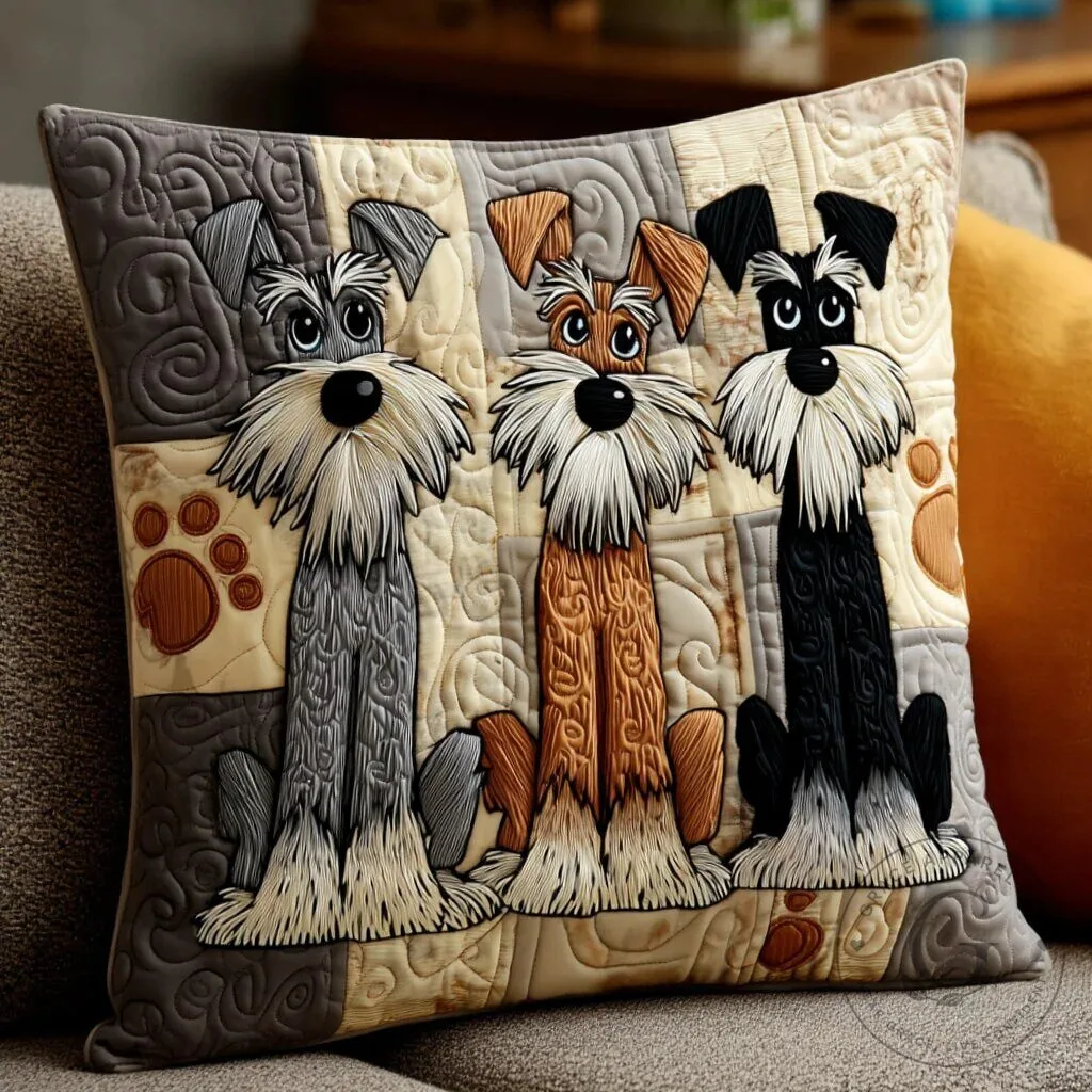 Schnauzer Dog Breed Quilted Decorative Pillow