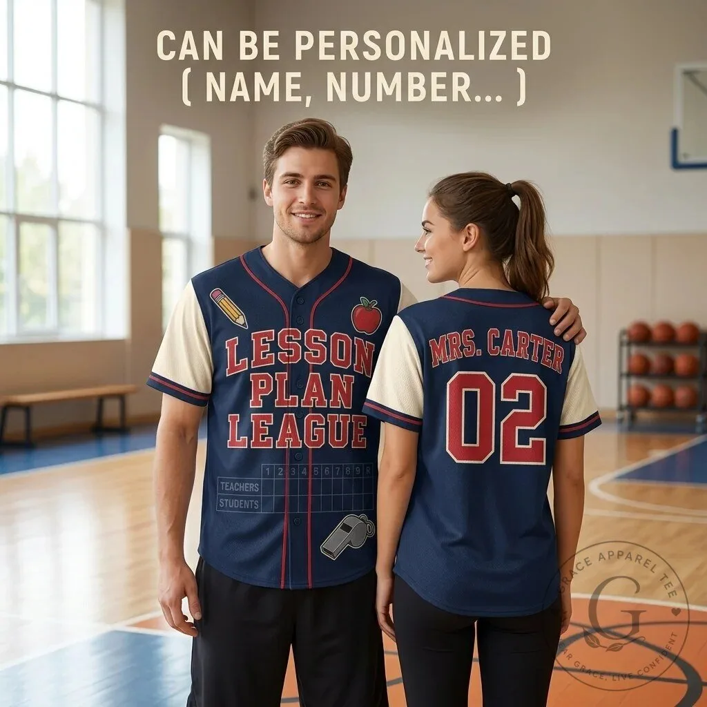 Personalized Lesson Plan League Baseball Jersey Custom Name Number Teacher Gift