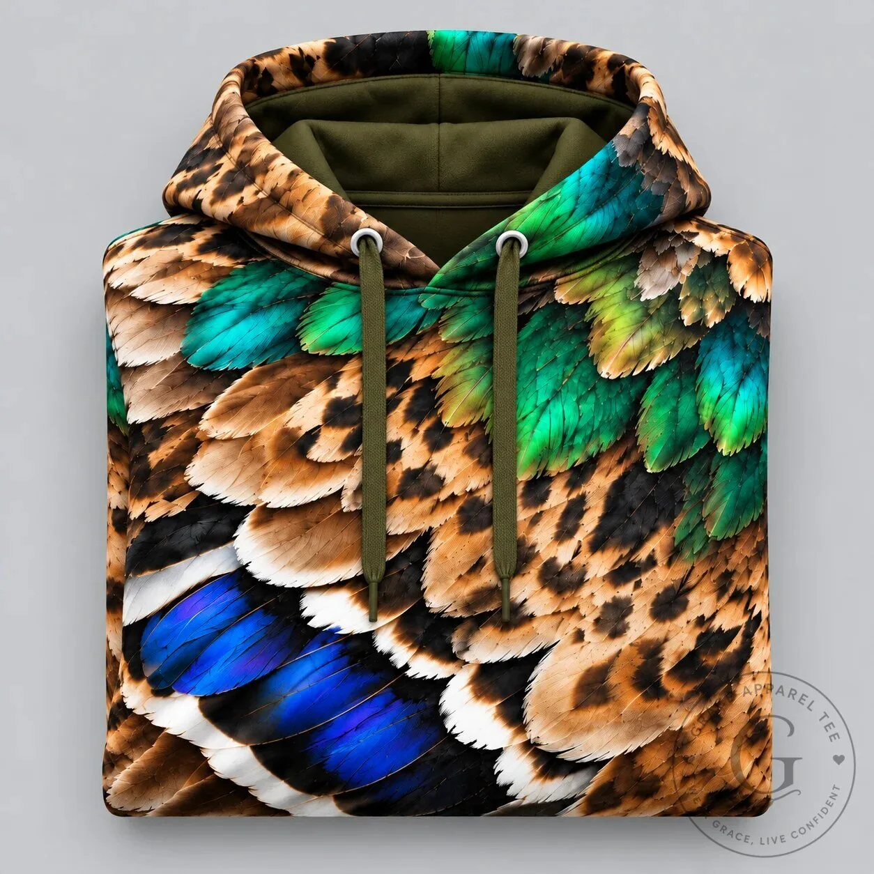 Mallard Duck Feather Pattern Realistic Hunting Style Hoodie