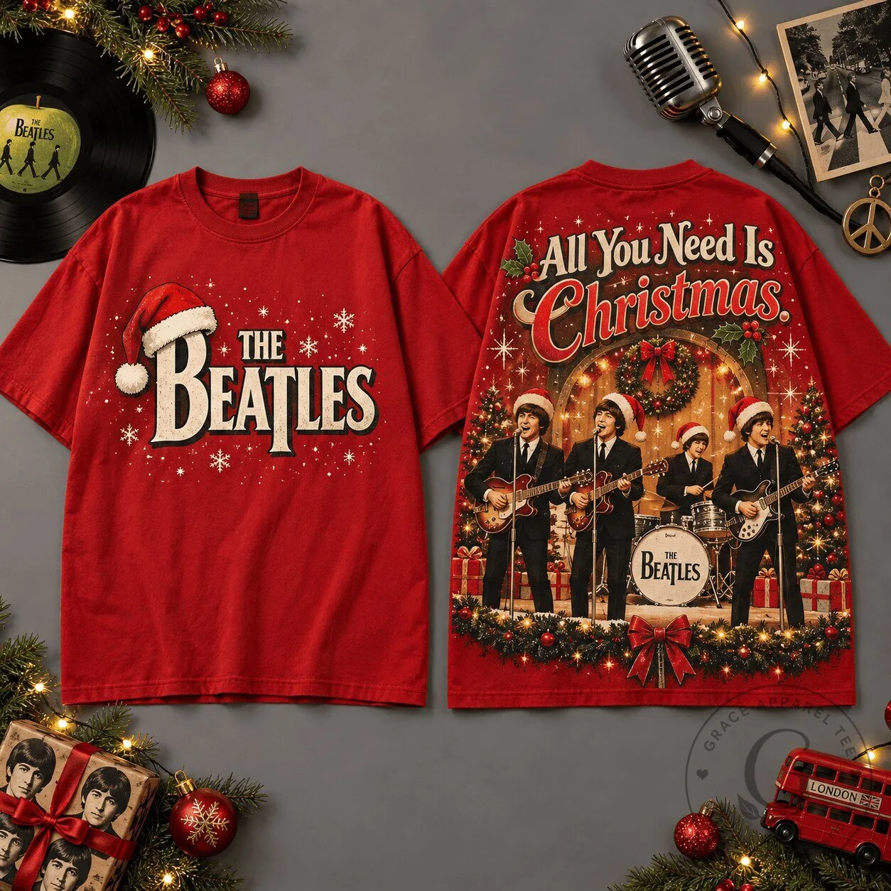 The Beatles All You Need Is Christmas Holiday T-Shirt