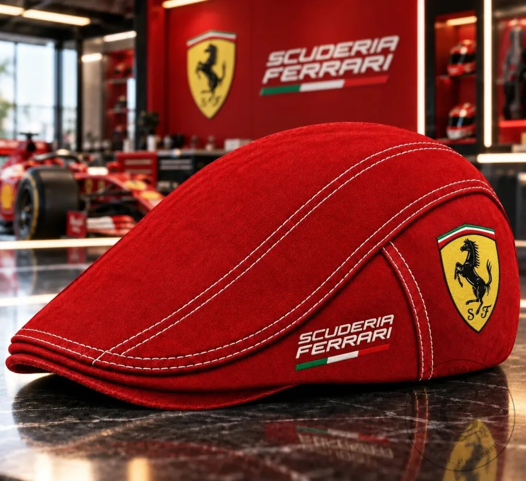 Scuderia Ferrari Racing Team Red Ivy Cap Flat Hat for Formula 1 Enthusiasts Scuderia Ferrari Racing Team Red Ivy Cap Flat Hat for Formula 1 Enthusiasts