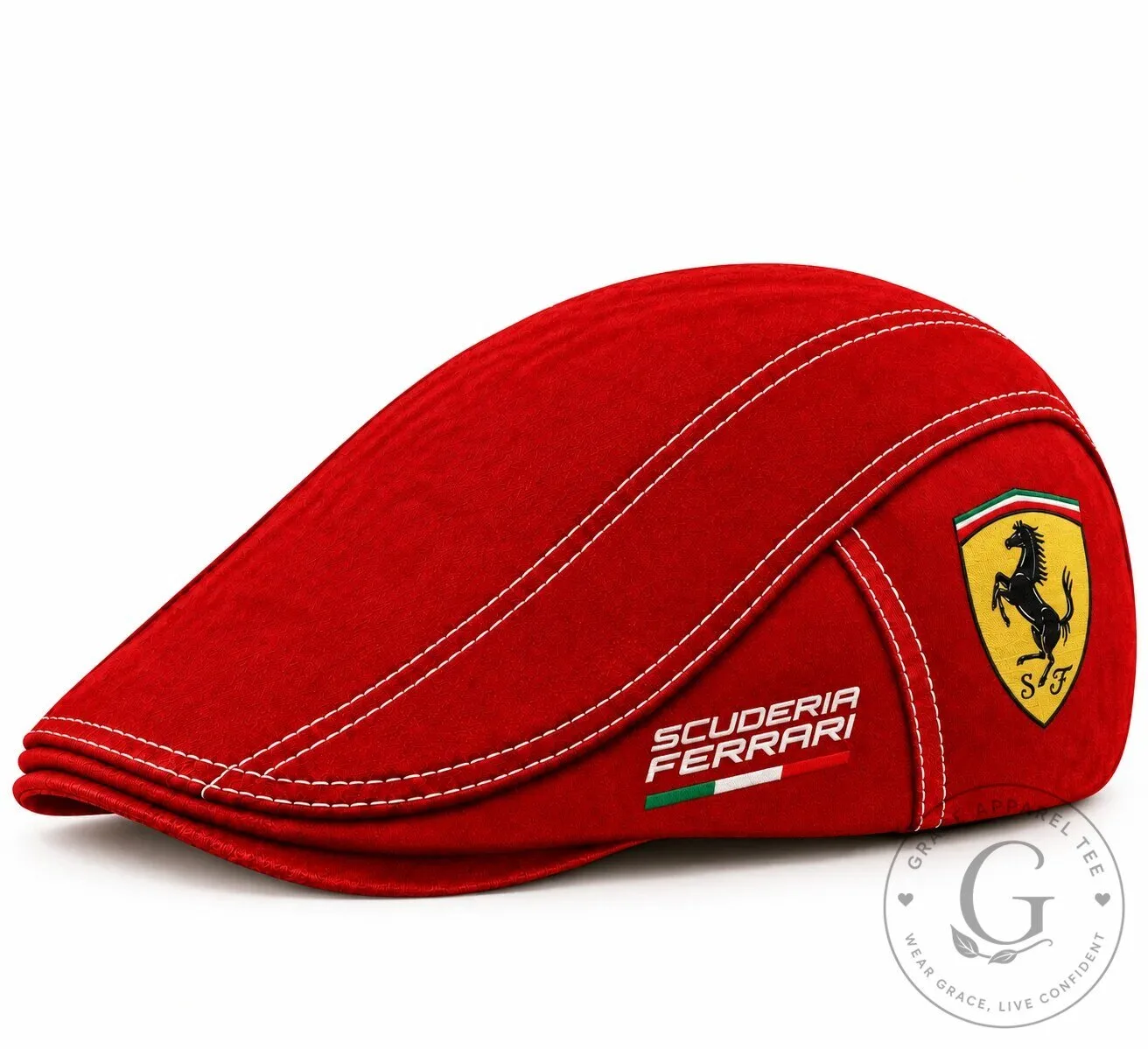 Scuderia Ferrari Racing Team Red Ivy Cap Flat Hat for Formula 1 Enthusiasts 6 Scuderia Ferrari Racing Team Red Ivy Cap Flat Hat for Formula 1 Enthusiasts
