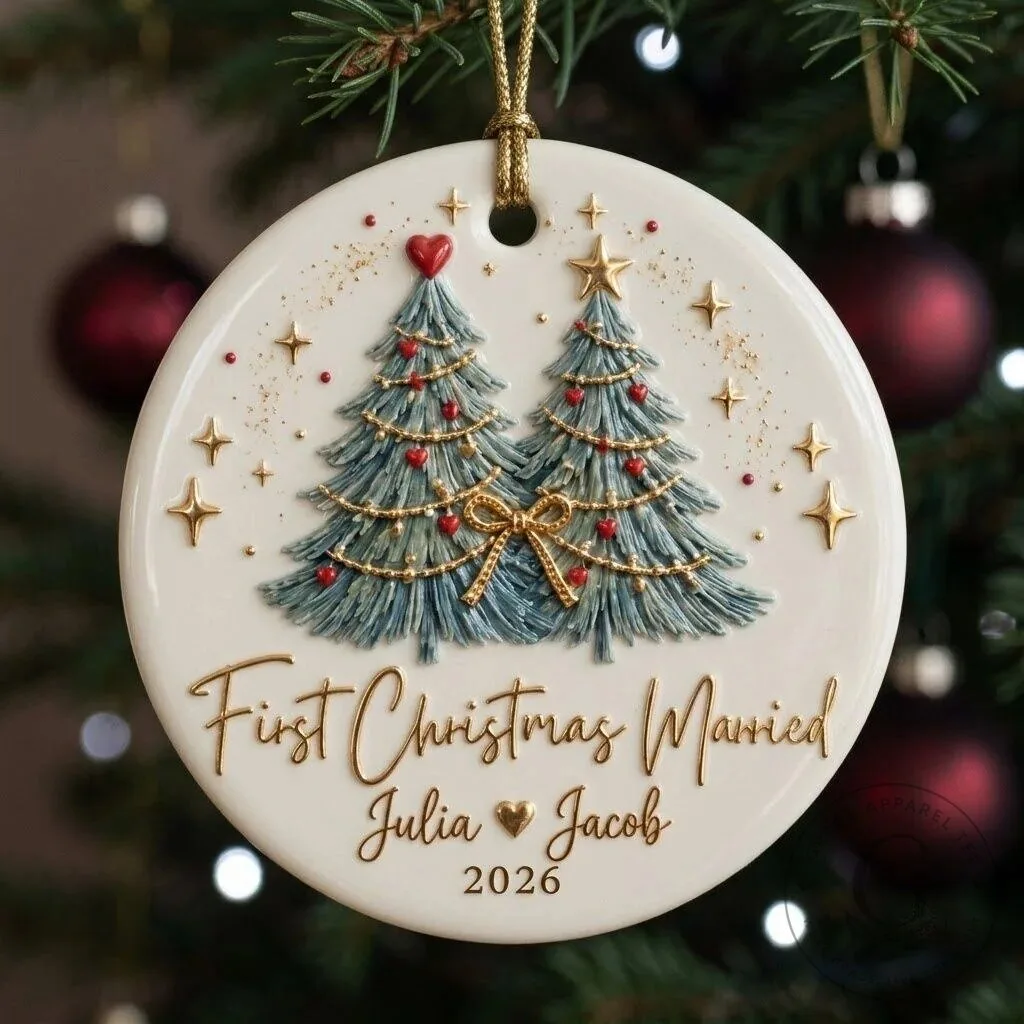 First Christmas Married Personalized Ornament with Custom Names and Year 11 First Christmas Married Personalized Ornament with Custom Names and Year