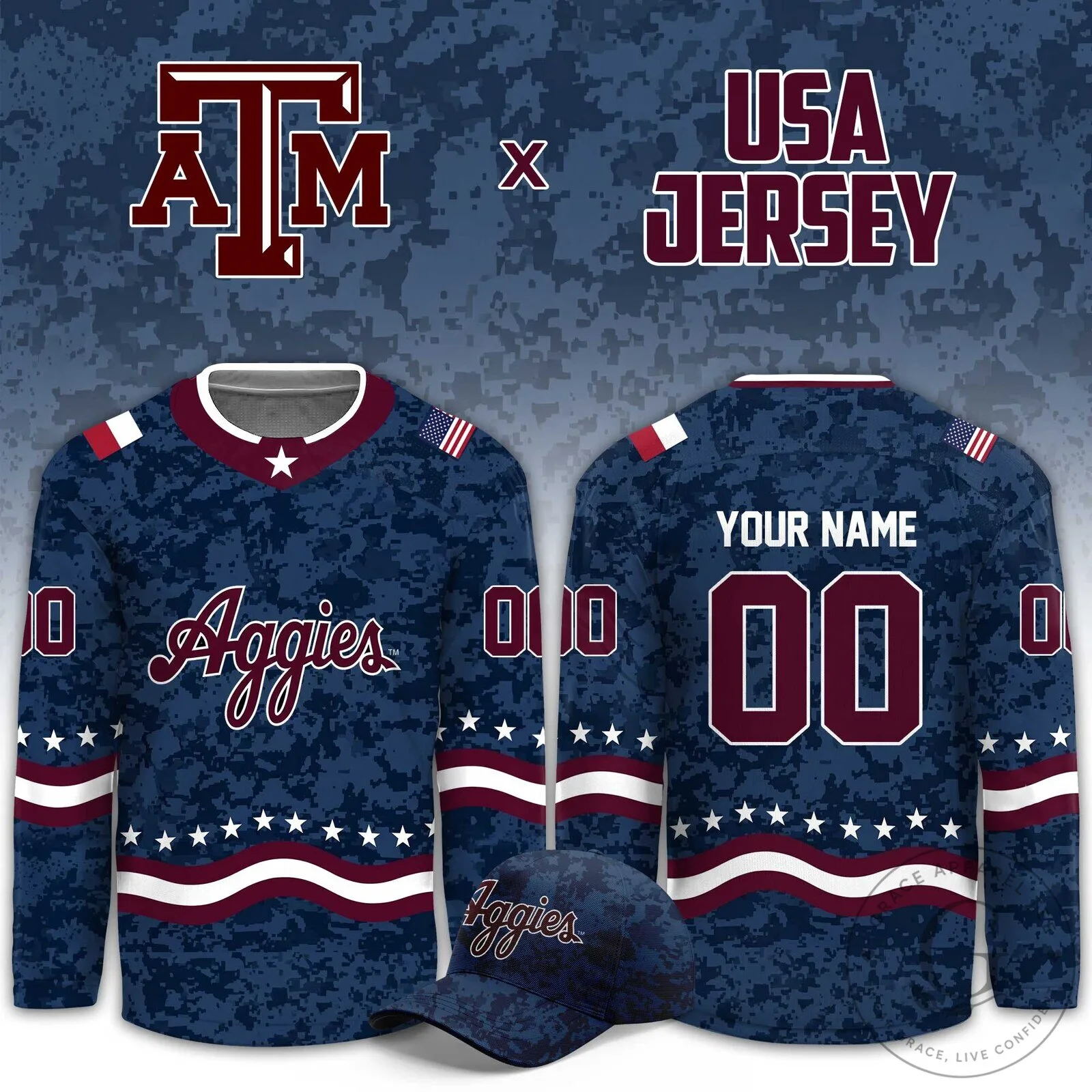 Texas A&M Aggies Hockey Personalized USA Jersey